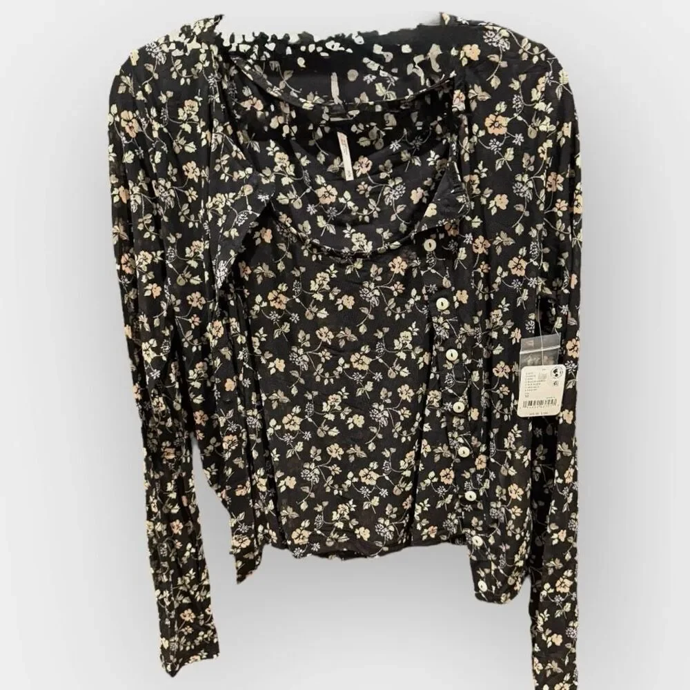 Free People Twosie For One Top Set Black M